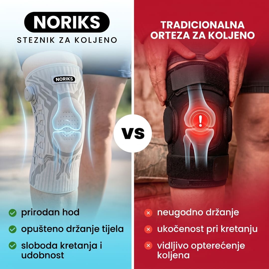 NORIKS steznik za koljeno u odnosu na tradicionalnu ortozu