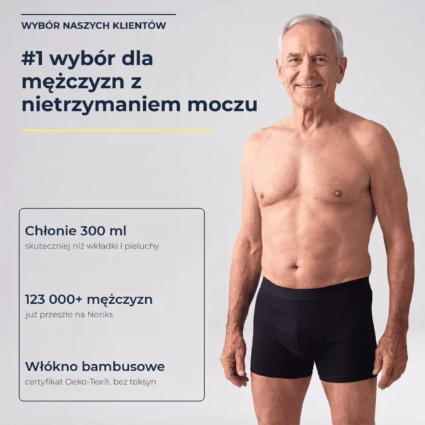 NORIKS PureDry — bokserki chłonne dla nietrzymania moczu