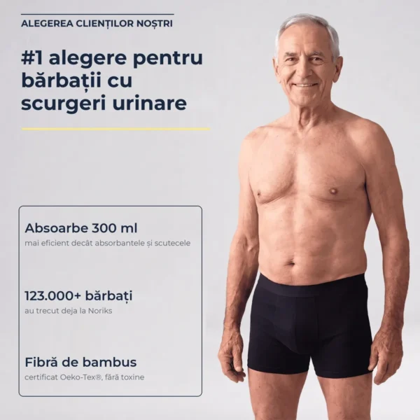 NORIKS PureDry — boxeri lavabili pentru incontinență